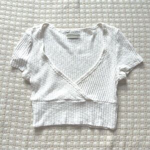 Urban Outfitters White V Neck Crop Top